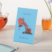 かわいい赤いスチームショベルディガー漫画イラストレーション 台座サイン (インサイチュ)