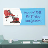 かわいい赤いスチームショベルディガー漫画イラストレーション 横断幕 (トレードショー)