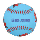 かわいい赤いスチームショベルディガー漫画イラストレーション 野球ボール (正面)