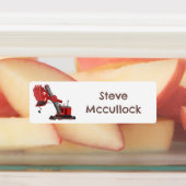 かわいい赤いスチームショベル掘り漫画パーソナライズされた ラベル (貼付)