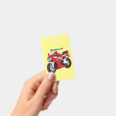 かわいい赤いスポーツバイクの漫画 バッジ (手持ち)