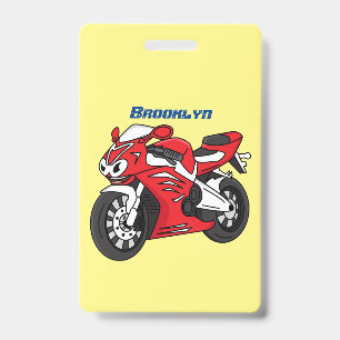 かわいい赤いスポーツバイクの漫画 バッジ