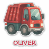 かわいい赤いダンプトラック シール (正面)