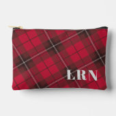 かわいい赤いチェックのモノグラムまたはイニシャル アクセサリーポーチ (正面)