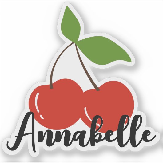 かわいい赤いチェリー グラフィック 名前 スイート シール (正面)