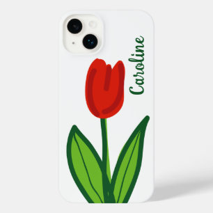 かわいい赤いチューリップカスタム花iPhone 14プラスCase iPhone 14 Plusケース