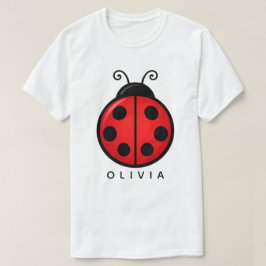かわいい赤いテントウムシのカスタムネームグラフィックアート Tシャツ