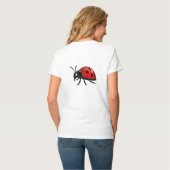 かわいい赤いテントウムシのキャラクター Tシャツ (裏面フル)