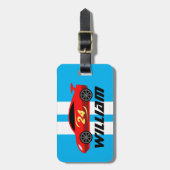 かわいい赤いトイのスケッチの子どものカスタム旅 ラゲッジタグ (正面縦)