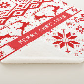 かわいい赤いトナカイと雪片 シェルパブランケット (3/4)