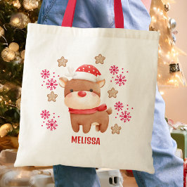 かわいい赤いトナカイの名前 トートバッグ