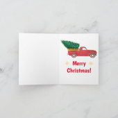 かわいい赤いトラックとクリスマスツリーのジョーク シーズンカード (内部)