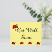 かわいい赤いトンボ 早く回復してね ポストカード (スタンド正面)