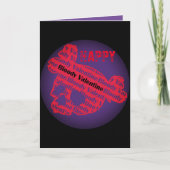 かわいい赤いドクロ バレンタインデーのホリデーカード シーズンカード (正面)