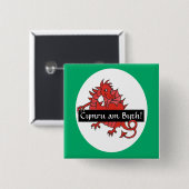 かわいい赤いドラゴンスクエアボタンでパーソナライズ 缶バッジ (正面&裏面)