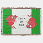 かわいい赤いドラゴンズと緑と白のブランケット スローブランケット (正面)