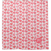 かわいい赤いドードルハートバレンタインズデイモノグラム シャワーカーテン (正面)