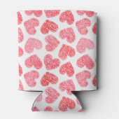 かわいい赤いドードルハートバレンタインズデイモノグラム 缶クーラー (裏面)