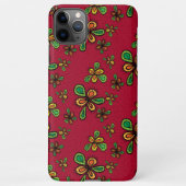 かわいい赤いドードルフローラルパターン iPhoneケース (裏面)