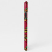 かわいい赤いドードルフローラルパターン iPhoneケース (右側)