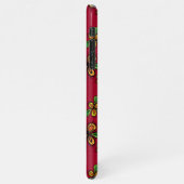 かわいい赤いドードルフローラルパターン iPhoneケース (左側)