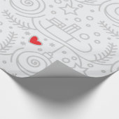 かわいい赤いハートお洒落クリスマスホリデー ラッピングペーパー (角)