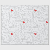 かわいい赤いハートお洒落クリスマスホリデー ラッピングペーパー (フラット)