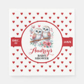 かわいい赤いハートとフクロウ スタンダードランチョンナプキン (正面)