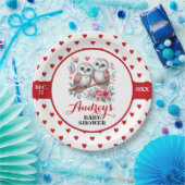 かわいい赤いハートとフクロウ ペーパープレート (パーティー)