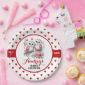 かわいい赤いハートとフクロウ ペーパープレート (パーティー)