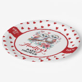 かわいい赤いハートとフクロウ ペーパープレート (アングル)