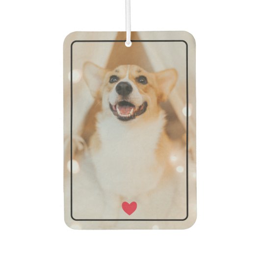 かわいい赤いハートとペット写真 カーエアーフレッシュナー (正面)