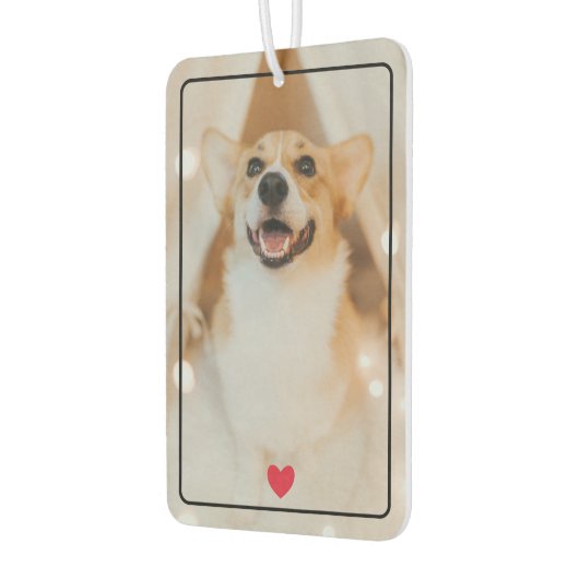 かわいい赤いハートとペット写真 カーエアーフレッシュナー (左)