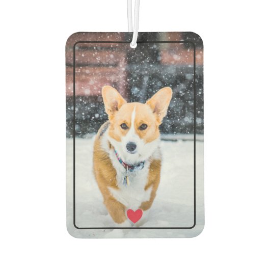 かわいい赤いハートとペット写真 カーエアーフレッシュナー (裏面)