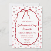 かわいい赤いハートとBow Galentine's Dayパーティー 招待状 (正面)