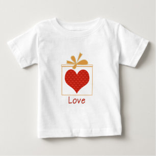 かわいい赤いハートのゴールドボックス LOVE ベビーTシャツ