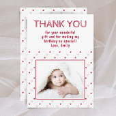 かわいい赤いハートのパターン写真 サンキューカード