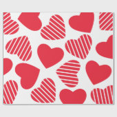 かわいい赤いハートのパターン（白） ラッピングペーパー (フラット)