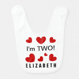 かわいい赤いハートの名前をカスタムする2歳A02 ベビービブ