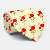 かわいい赤いハートの花と黄色の蝶 ネクタイ (ロール)