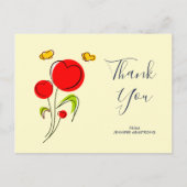 かわいい赤いハートの花のイラスト　ありがとう ポストカード (正面)