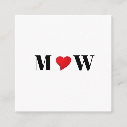 かわいい赤いハートカスタムカップルのモノグラムイニシャル エンクロージャーカード (正面)