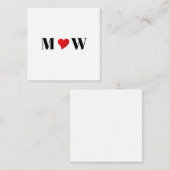 かわいい赤いハートカスタムカップルのモノグラムイニシャル エンクロージャーカード (正面/裏面)