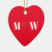 かわいい赤いハートカスタムカップルのモノグラムイニシャル セラミックオーナメント (左)
