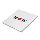 かわいい赤いハートカスタムカップルイニシャルモノグラム タイル (側面)