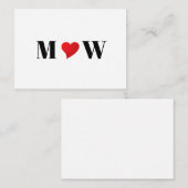 かわいい赤いハートカスタムカップルイニシャルモノグラム ノートカード (正面/裏面)