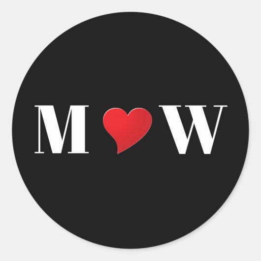 かわいい赤いハートカスタムカップルイニシャルモノグラム ラウンドシール (正面)