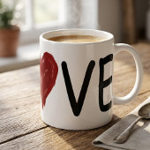 かわいい赤いハートカラフルスケッチfor love コーヒーマグカップ