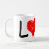 かわいい赤いハートカラフルスケッチfor love コーヒーマグカップ (左)