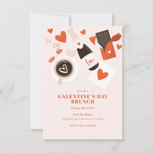 かわいい赤いハートガレンティンバレンタインデー 招待状 (正面)